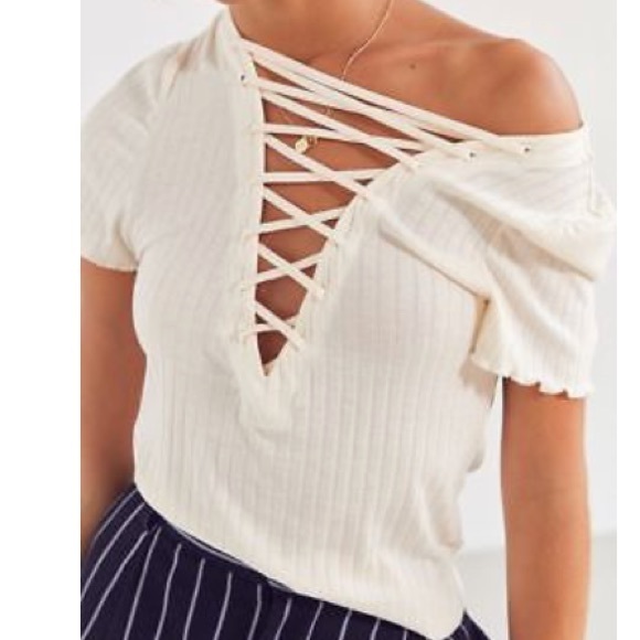 Project Social T Lace-Up Tee in Taupe - Picture 3 of 4